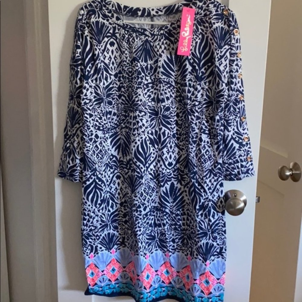 NWT Lilly Pulitzer Vivvy Dress By Land or By Sea High Tide Navy Medium